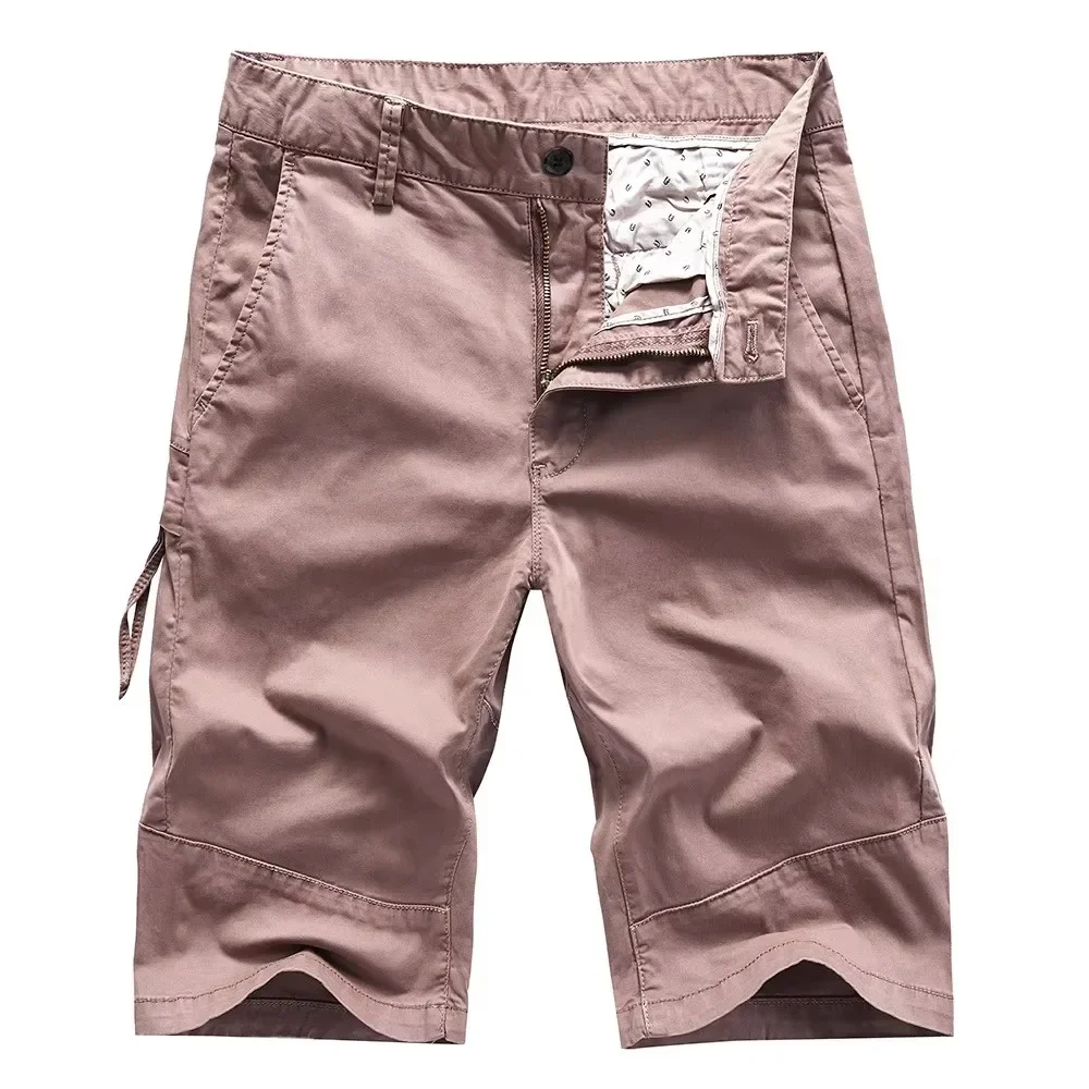 

Summer Knee Length Casual Short Men Straight Fit Side Zipper Shorts For Male Black Khaki Cargo trousers pants