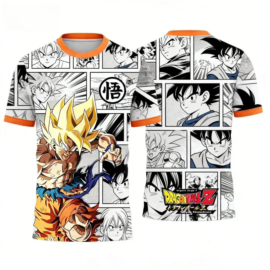 

Dragon Ball Z Goku Super Saiyan Manga Panel Print Short Sleeve T-Shirt Anime Cosplay Streetwear for Men Women