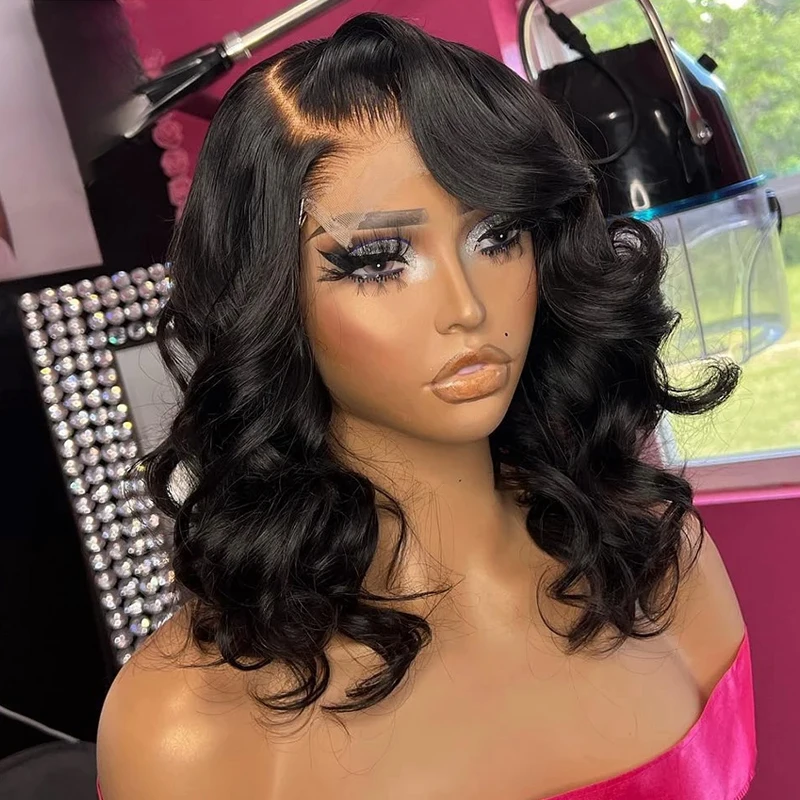 Glueless Short Bob Wig Human Hair 13x5 HD Lace Front Wig Pre Plucked Pre Cut Lace Frontal Wigs for Women No Glue No Gel Quick image 3