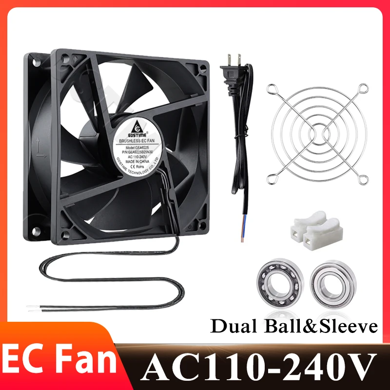 

Вентилятор Gdstime EC 220В 230В, охлаждающий вентилятор 8025 9225, вентилятор-воздуходувка 7530, компьютерный кулер 6025 12025, вентилятор переменного тока 12032 110В 240В