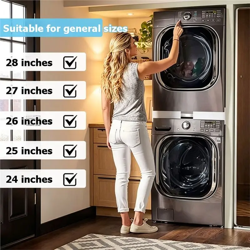IALJ-Washer And Dryer Stacking Stand Adjustable Positioning- Non-Slip Design, Ideal For Saving Space In The Laundry Room