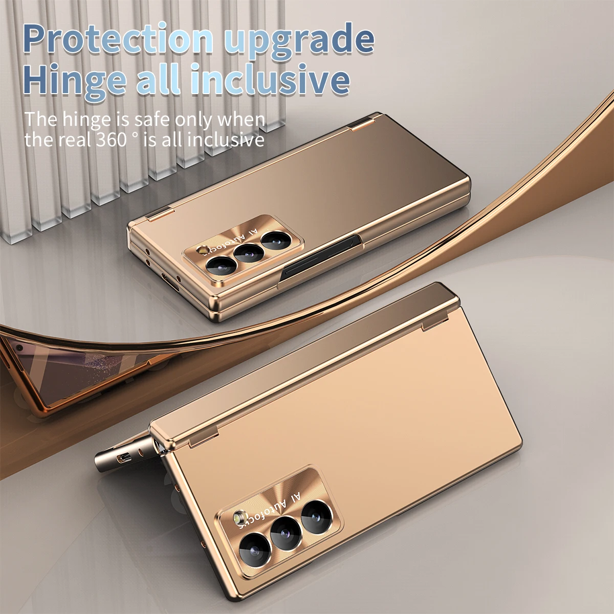 Luxury Electroplated Hard PC 2 Hinge Protection Phone Cover For Samsung Galaxy Z Fold 6 Case with Screen Protector