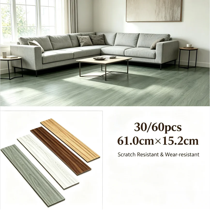 Pavimento in vinile autoadesivo effetto legno, da applicare da soli, 30/60 pezzi, 61×15,2 cm, spessore 1 mm, listelli per pavimento in PVC, 2,7 ㎡ , Aggiornamento conveniente per camere da letto,