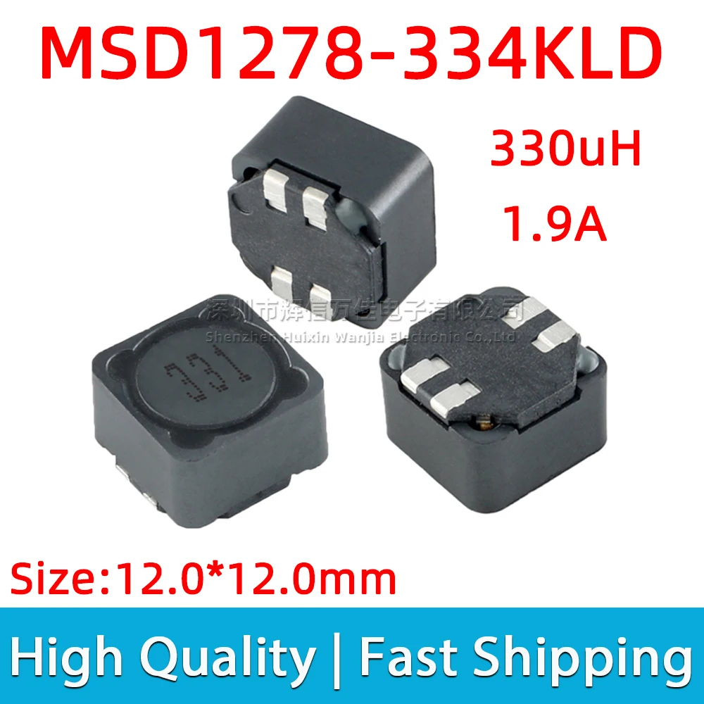 5pcs MSD1278-334KLD SMD Shielded Coupled Inductor 330uH 1.9A Dual Wire Inductance Common Mode Filter 12mmx12mm