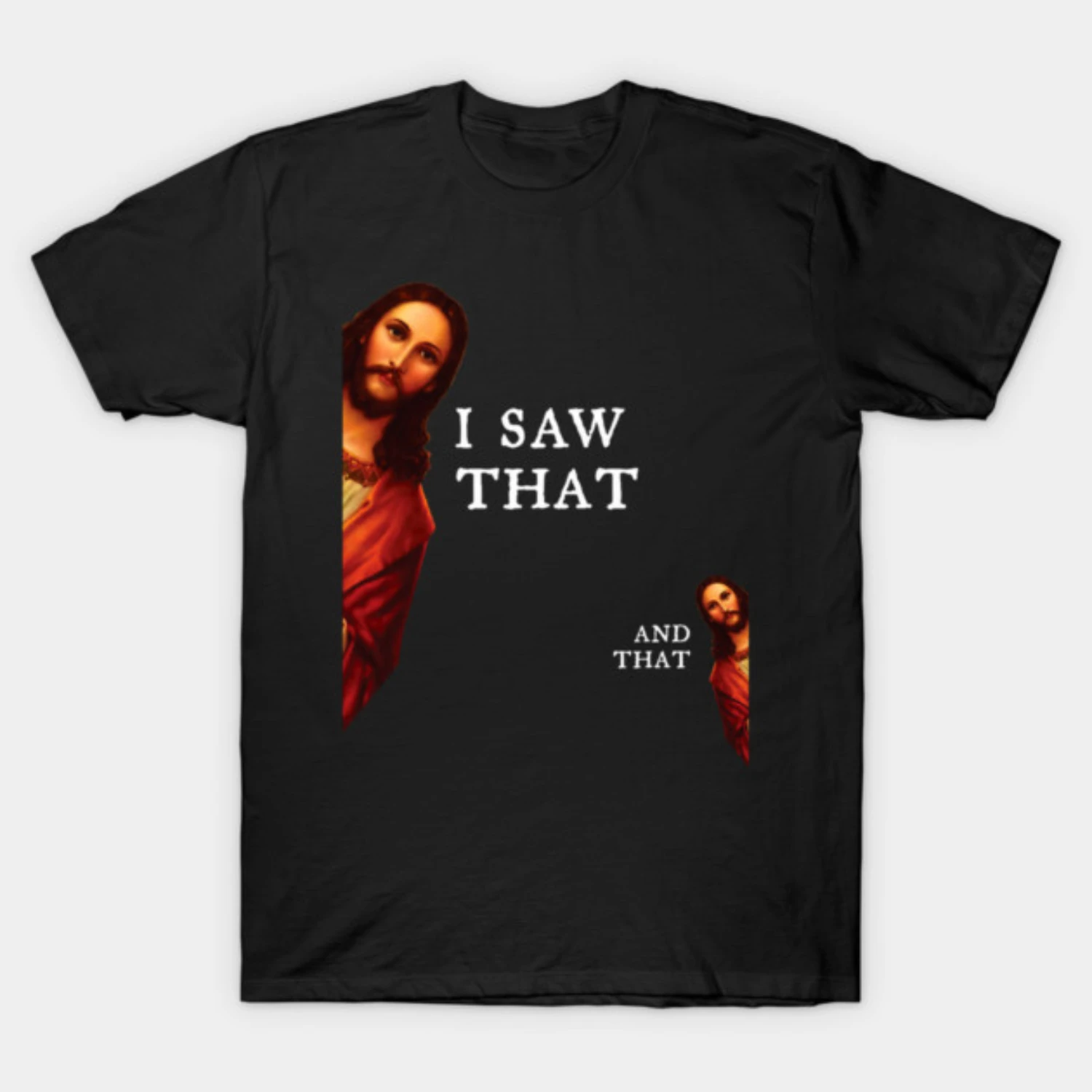2026 Klassisches „I Saw That“-Slogan Jesus Baumwoll-T-Shirt, Motorrad-T-Shirt für Herren, Humor-Meme-T-Shirt für Party, Shopping und Alltagsoutfit