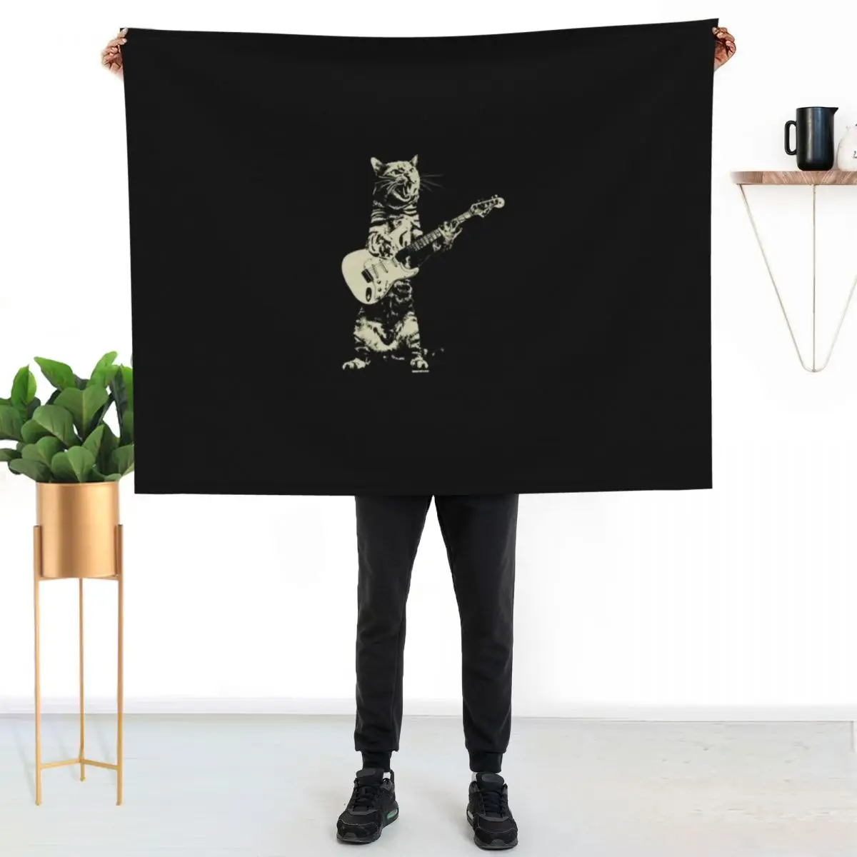Cat playing guitar Essential Throw Blanket Luxury Brand Cute Plaid warm winter Designers Summer Cute Blankets
