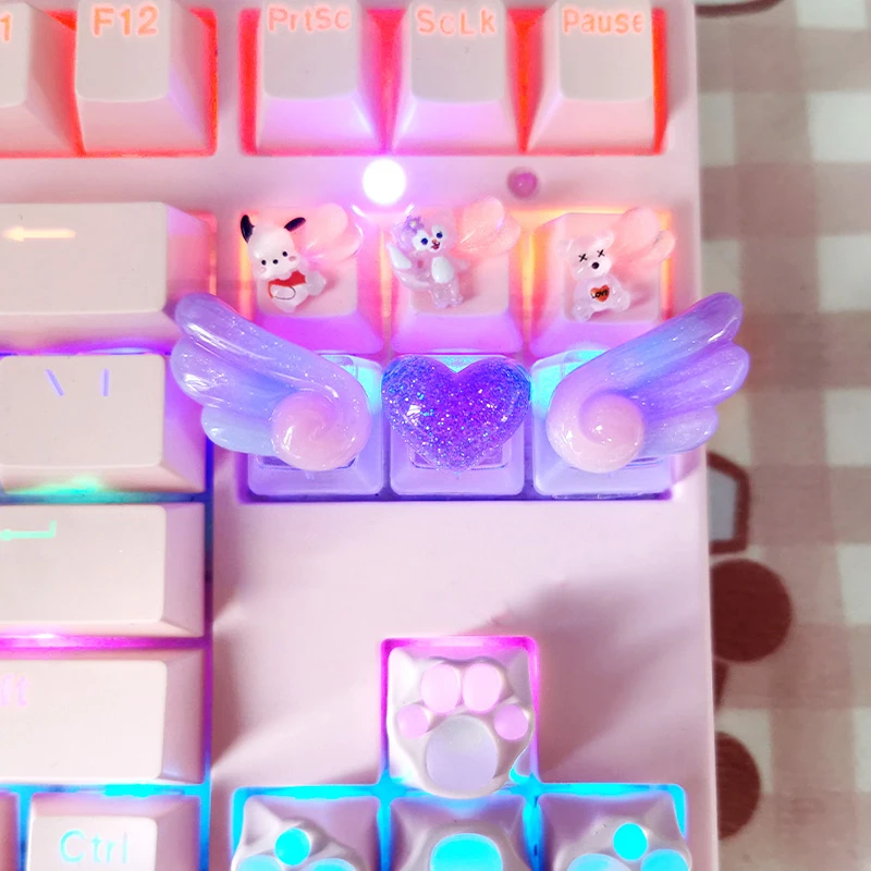 أغطية مفاتيح ذات طابع شخصي ، أغطية مفاتيح كريستالية لطيفة ، أغطية مفاتيح ميكانيكية يدوية ، مفاتيح R4 PBT ، أغطية مفاتيح ملونة ، أغطية مفاتيح أنيمي