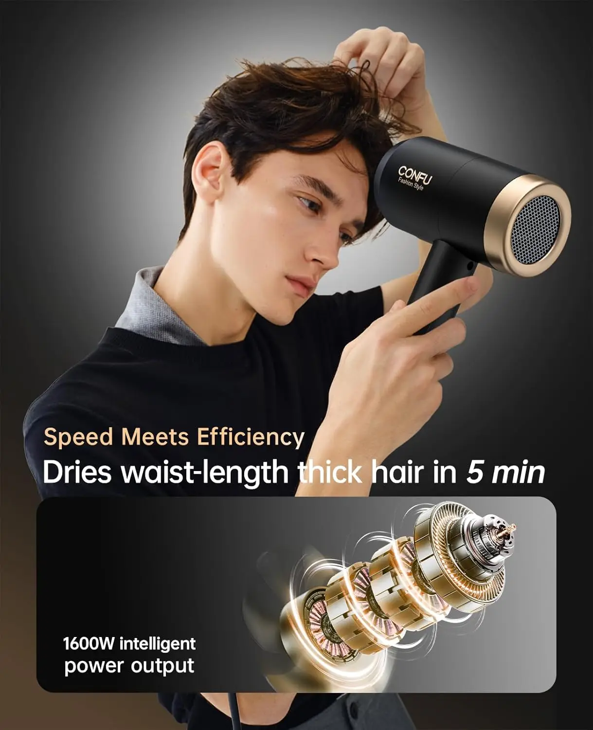 مجفف شعر، مجفف شعر مع ناشر، مجفف شعر احترافي 21000PRM، محمول خفيف الوزن وسريع الجفاف، بلو أيوني سلبي