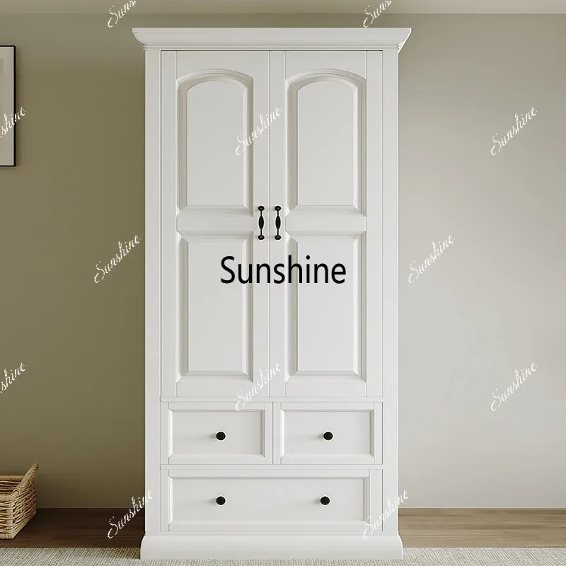 American solid wood wardrobe opposite door drawer bedroom wardrobe commuter simple style