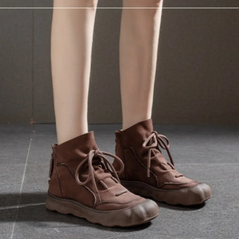 

Retro Women Shoes Luxury Genuine Leather Ankle Boots for Woman Exquisite Platform Sports Casual Shoe Designer Shoes Botas Mujer
