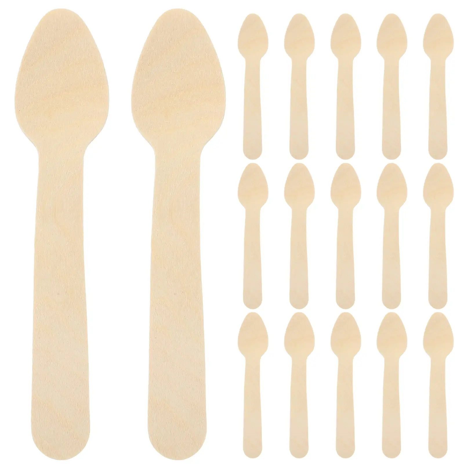 100pcs Wooden 3 9 Inch Disposable Dessert Wooden Spoons For Craft Ice Cream Spoon Mini Tasting Yogurt Party