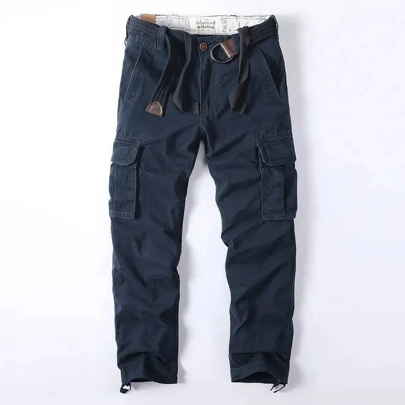 

New Style Retro Cotton Workwear Men S Casual Camo Cargo Pants Multi Pocket Loose Straight Big Size Trousers For Men