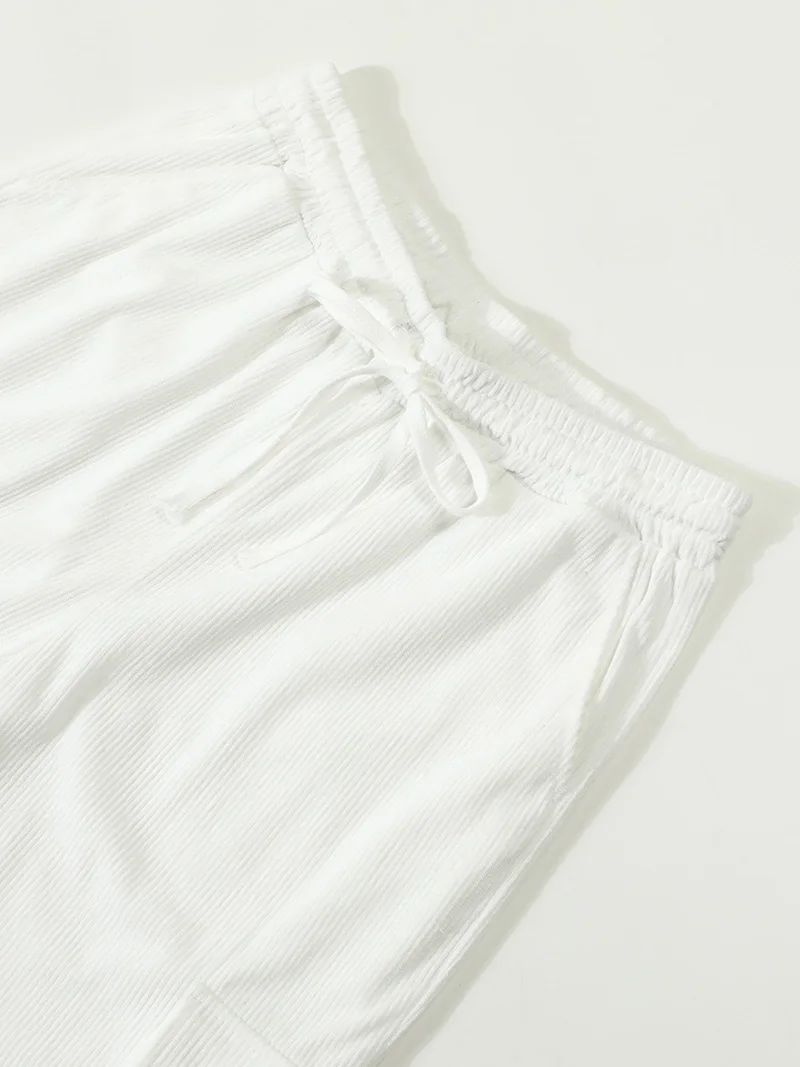 Herren Cord-Cargohose mit Elastischem Bund und Kordelzug, Lässige Hose mit Seitentaschen, Gerades Bein für Frühling und Herbst – Detail 39