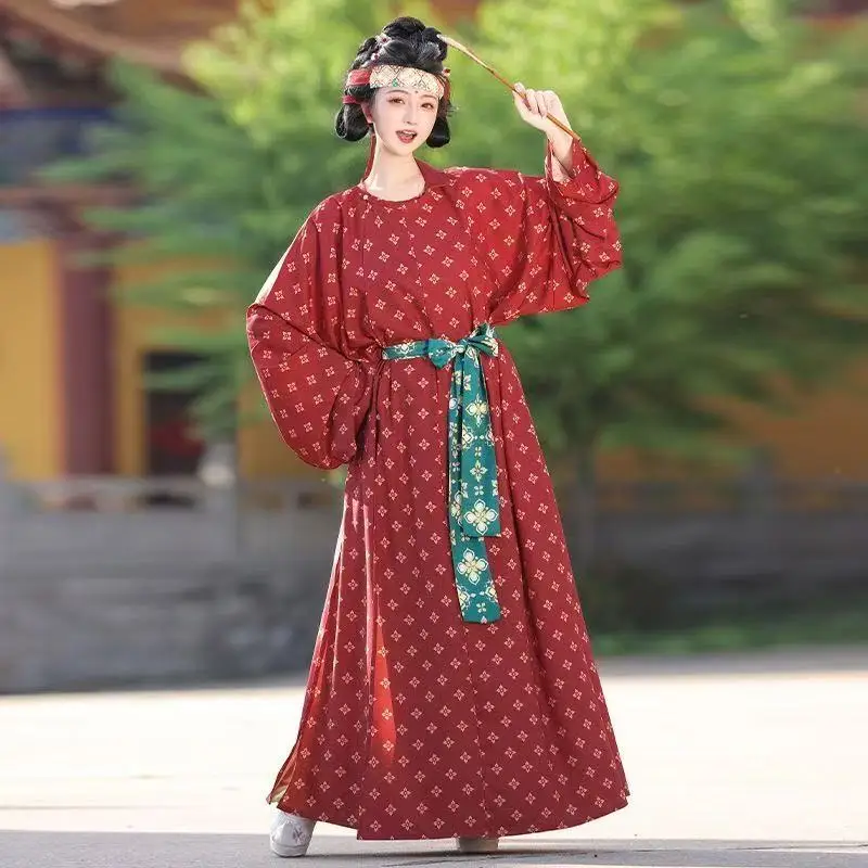 

Palace Style Tang Dynasty Hanfu Women Traditional Chinese Round Neck Robe Costume Stage Performance Suit Halloween Cosplay Dress