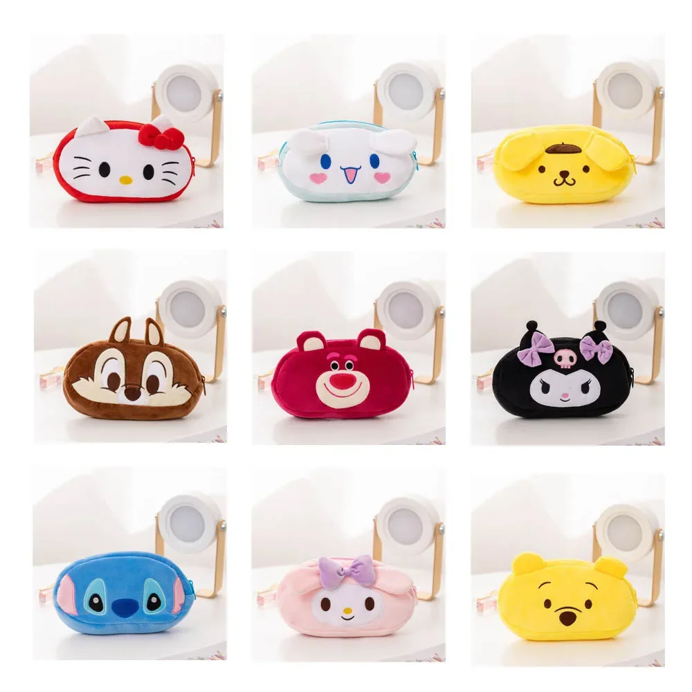 

MINISO Kawaii Sanrio, Hello Kitty Purin Kuromi Cinnamoroll Melody Poohbears аниме мультяшная сумка для хранения канцелярских принадлежностей, косметичка