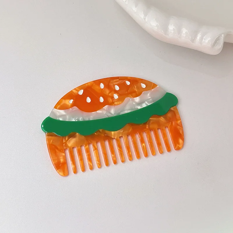 Acetate Wide Toothed Acetate Comb Fruit Design Cartoon Fruit Hair Care Comb Anti-static Massage Function Salon Comb