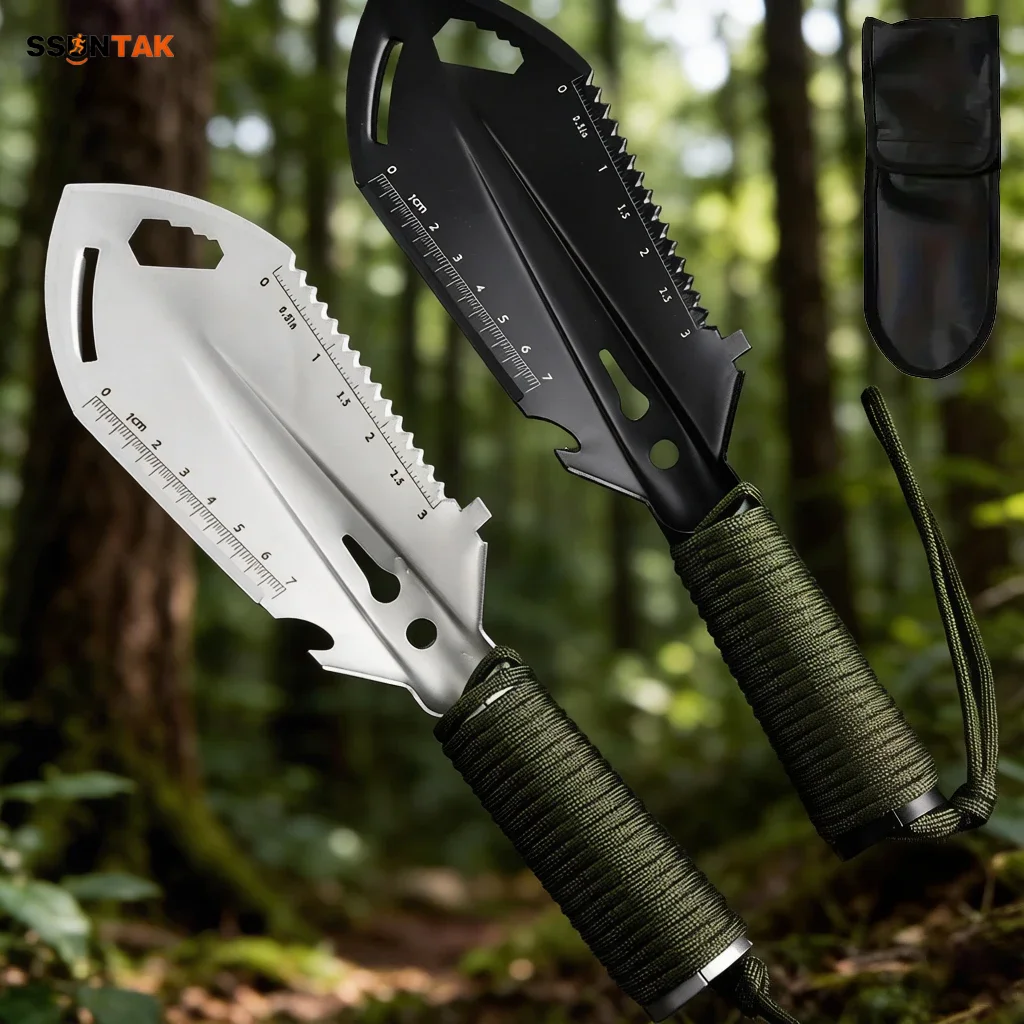 

SSUNTAK Multifunctional Outdoor Camping Shovel Portable Engineer Shovel for Garden Tools Hike Survival Dig Backpack Plant &Weed