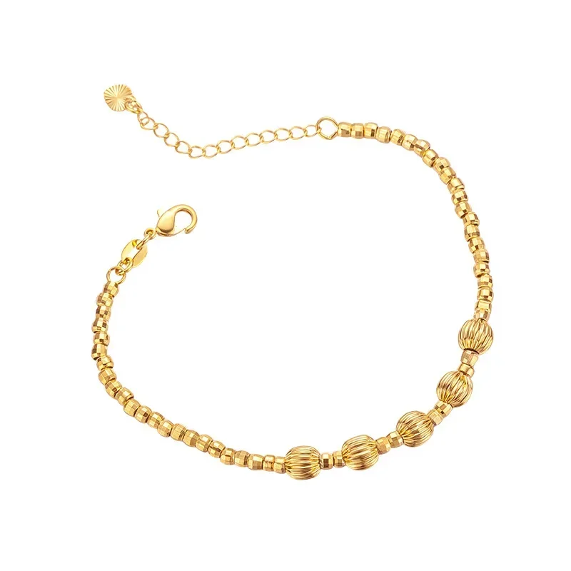 

Shiny Lucky Gold Color Bead Bracelet Chain for Women Bangle Oro Puro De Bracelet Not Fade
