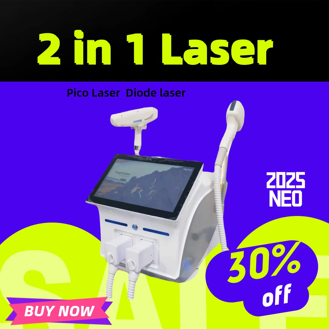 

2 IN 1 NEW Ice Titanium Diode Laser Hair Removal Machine ND：YAG Picosecond Tattoo Removal Machine 4000w