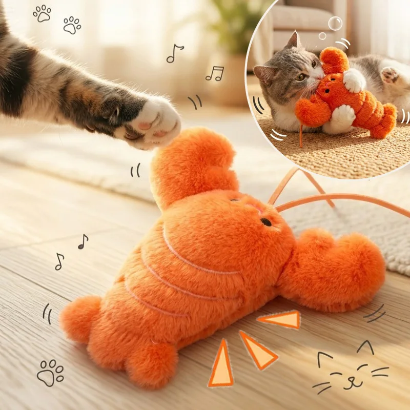 Neues Plüsch-Katzenspielzeug, Simulations-Garnelen-Plüsch-Katzenspielzeug, Kissen-Teaser-Spielzeug für Katzen und Kätzchen, Plüsch-Katzenspielzeug.
