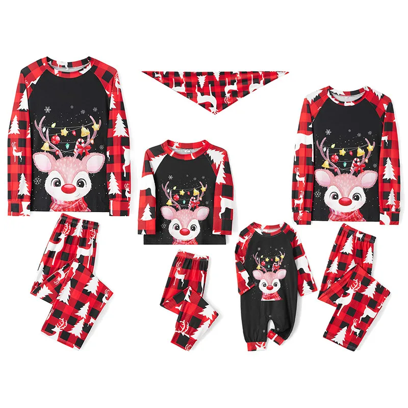 

Festive Matching Christmas Pajamas Set for the Whole Family Including Couples Children Baby and Dog