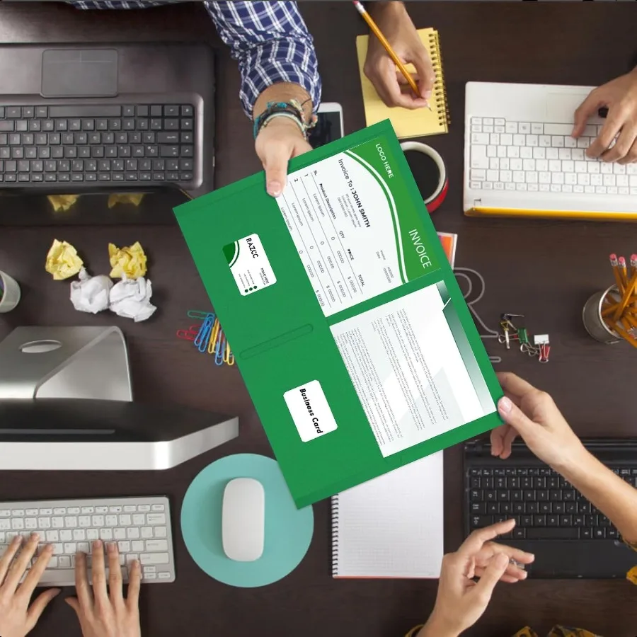 مجلد جيبين 50 عبوة من مجلدات الجيب تناسب حجم الرسالة مجلدات الورق الورقية مع جيوب للمكتب المدرسي Busin Home Green