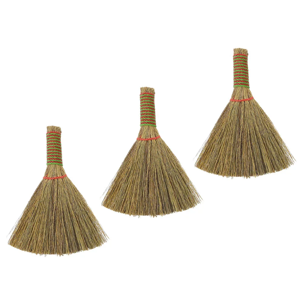 3 Pcs Kitchen Cleaning Broom Home Brooms Small Hand-made Duster Portable Whisk Miscanthus Witches Broom Mini Broom