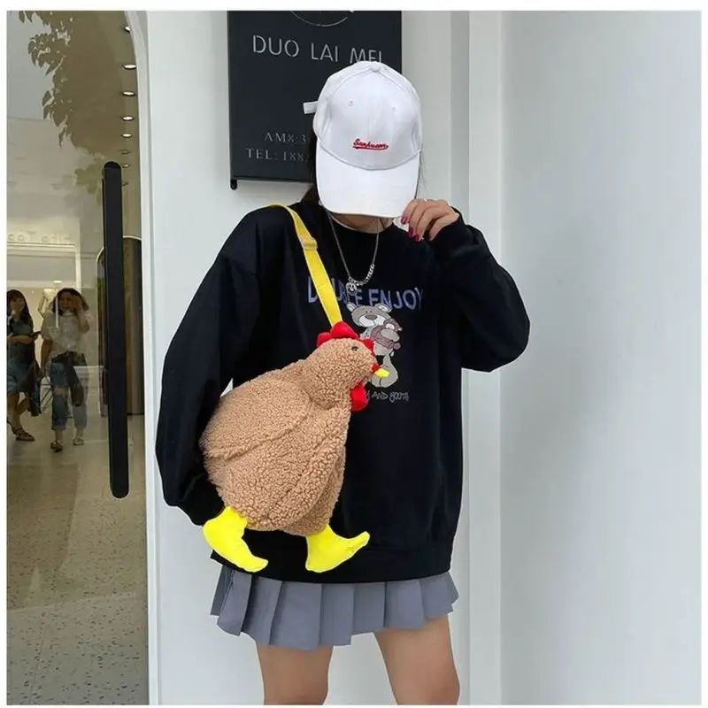 Plush Crossbody Purse Cute Cartoon Chicken Shoulder Bag Party Work Travel Satchel For Women Children Shoulder Bag Birthday Gift