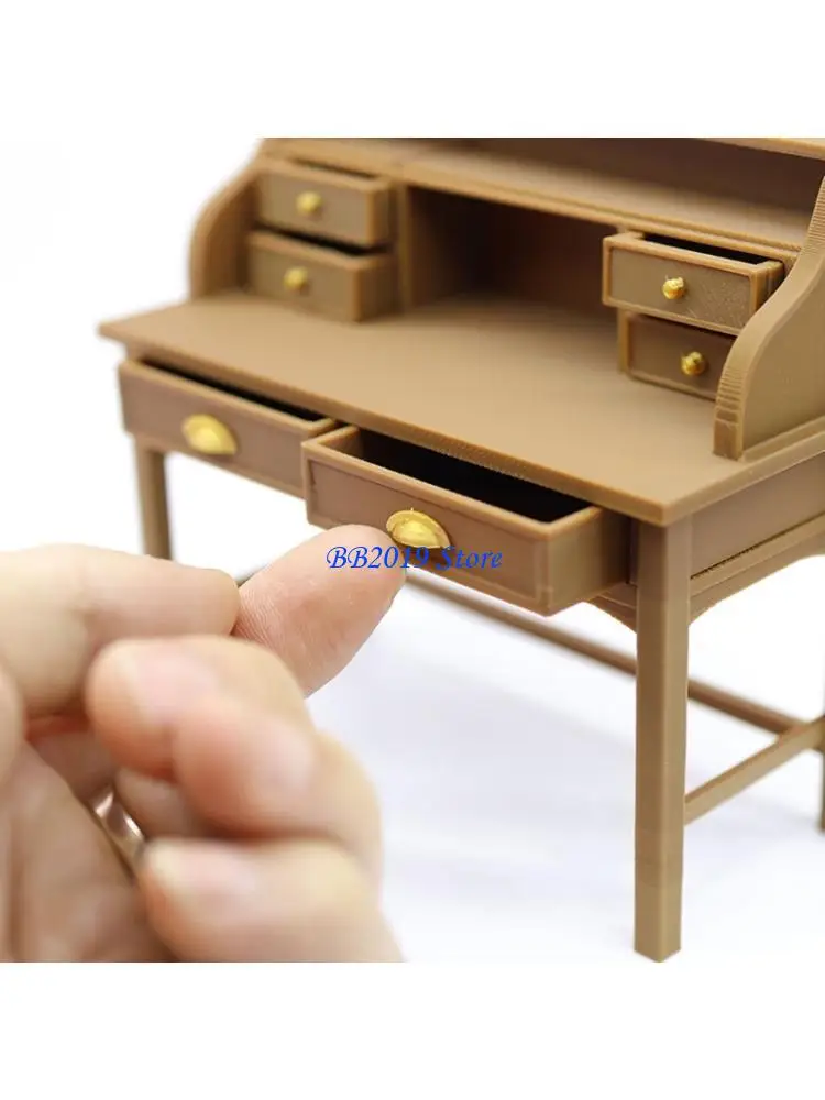 

Q0KB Tiny Study Desk 1/12 Miniature Model Realistic Dollhouses Accessory Creative Scene Building For Adults