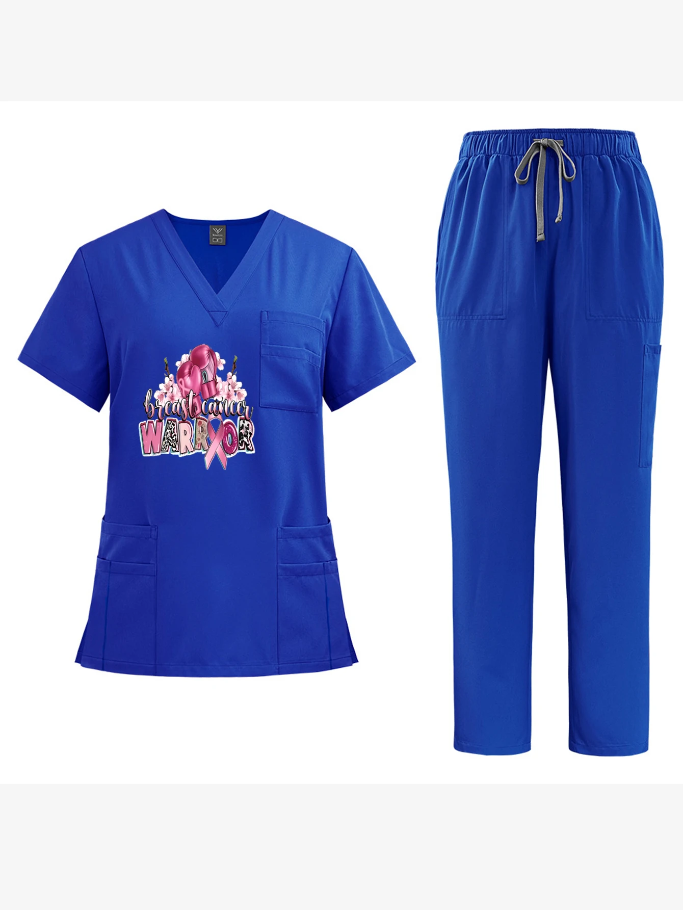 Custom Print V-Neck Short-Sleeve Medical Set Unisex Nurse Overalls  Wear-Resistant Disinfection-Resistant Work Uniform
