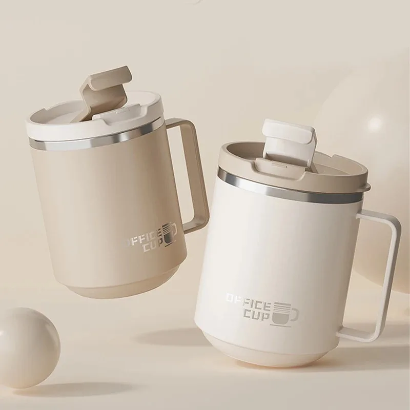 

Изолированная кофейная кружка из нержавеющей стали 304, с двойными стенками и ручкой, портативная герметичная чашка для воды, большая вместительная чашка для питья