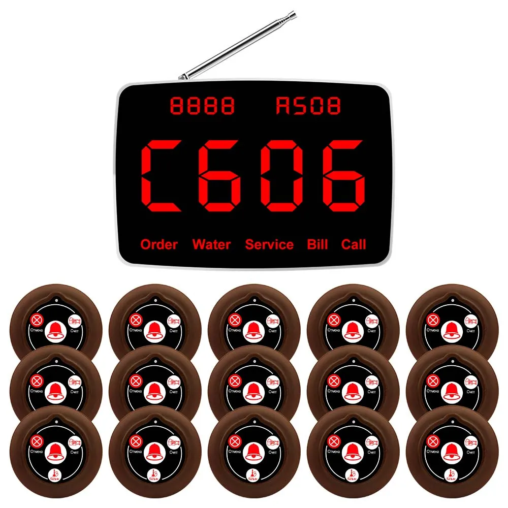 JINGLE BELLS Wireless Calling System 15 Pcs CTT194 Russian Call Buttons for Bar,Restaurant,Office,Cafe Customer Service Bell