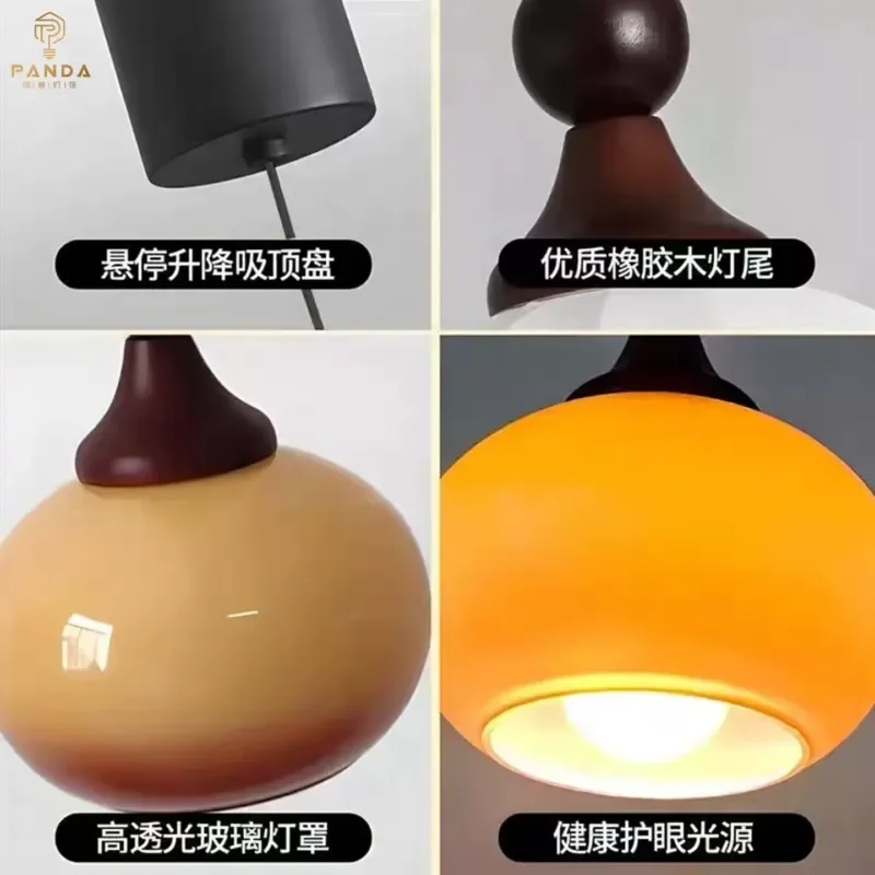 Three-Head Liftable Small Chandelier for French Antique Bedroom Bedside High-End Retro Solid Wood Restaurant Bar Counter