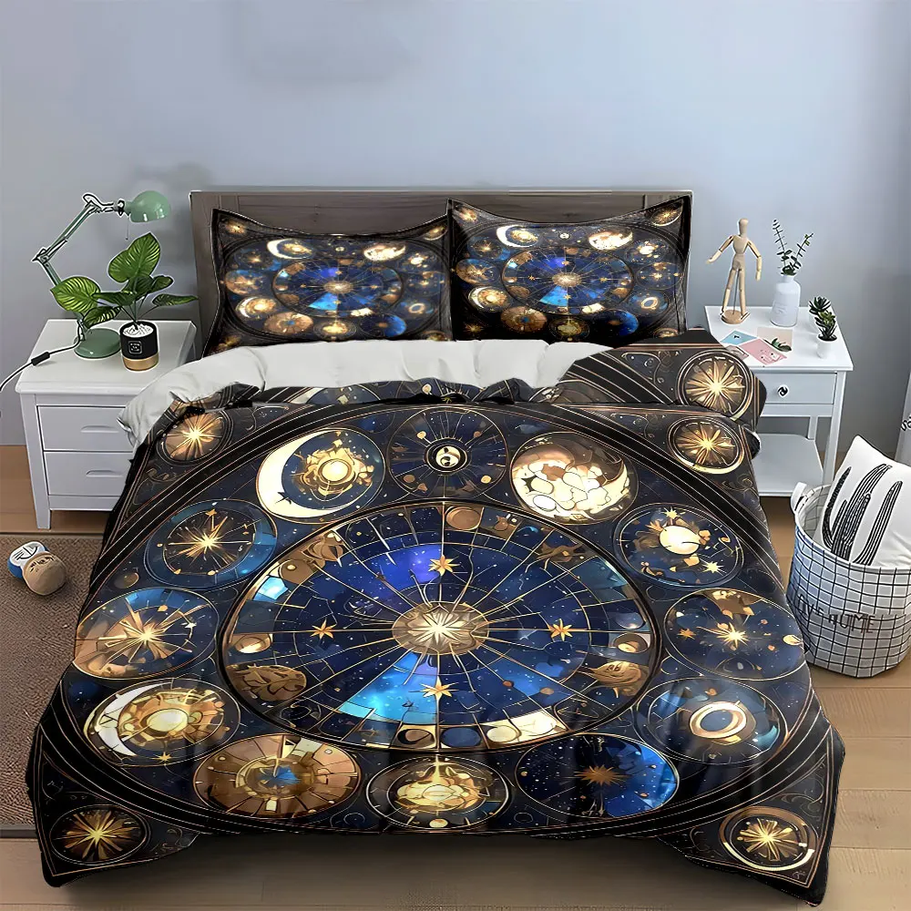 Zodiac Starry Decoration Set Bedding Set with 1 Duvet Cover 2 Pillowcases Single Double King Queen, Gift