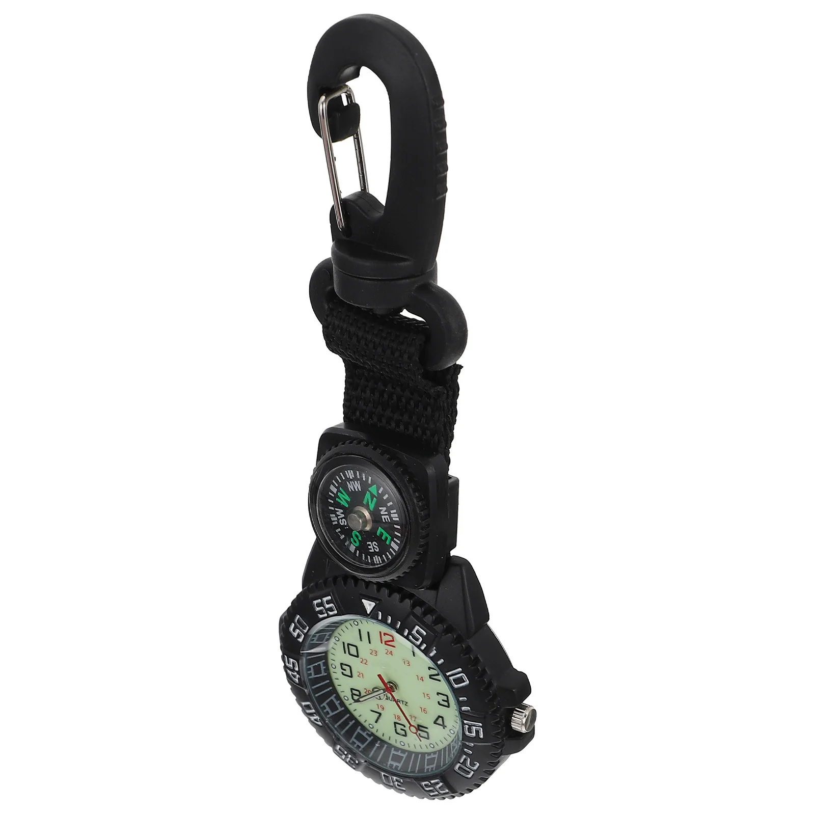 Compass Pendant Watch Nylon Strap Carabiner Clip Pocket Watch For Backpacker Hiking Mountaineering Outdoor Sports