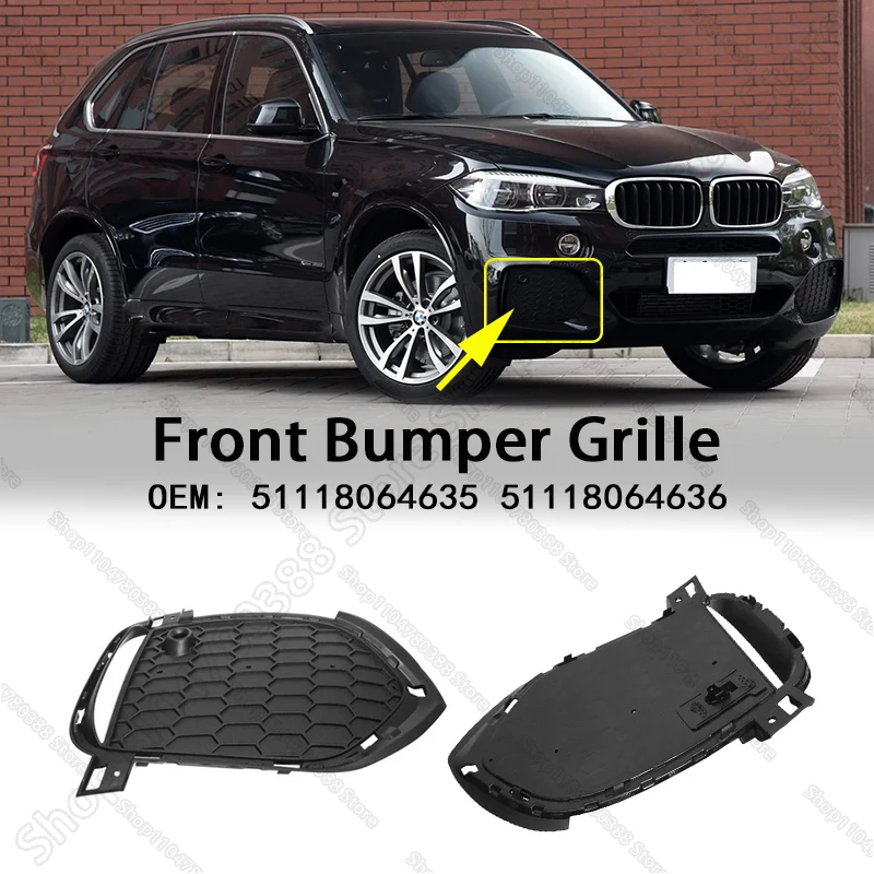 

Front Bumper Fog Light Grille Cover For 2014-2018 BMW X5 35i 35ix 35dx 40ex 50ix (F15) 51118064635 51118064636
