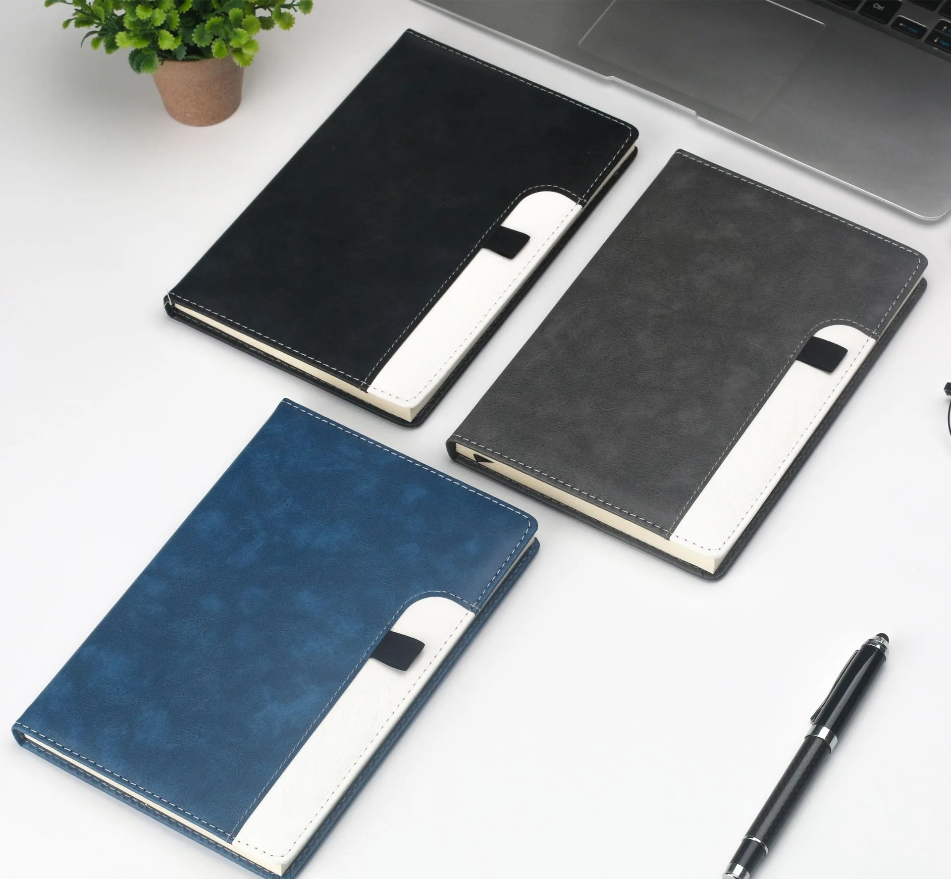 A5 Business Gift PU Leather Office Notebook Customized LOGO Printing Schedule Notepad Stationery for Students Diary Handbook
