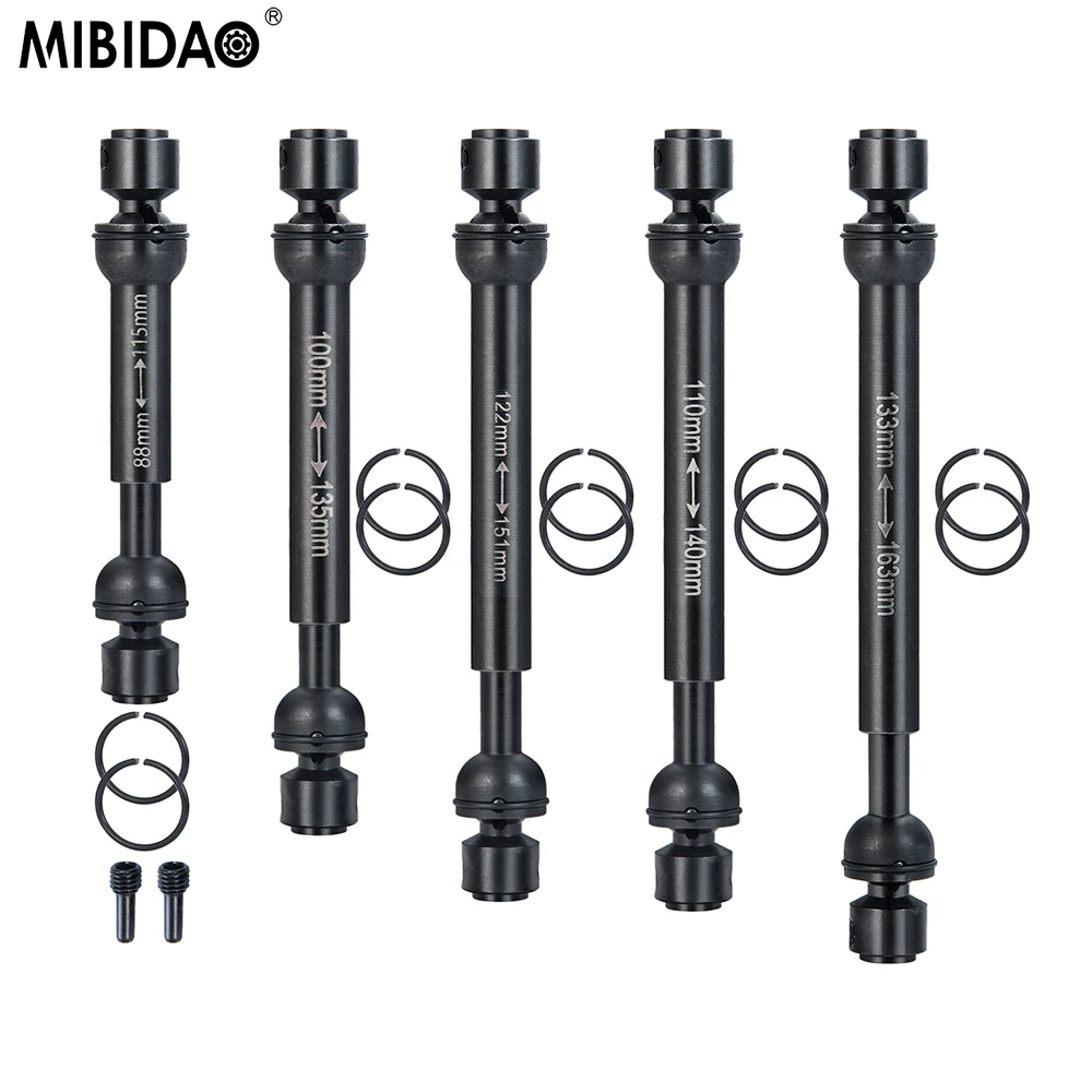 MIBIDAO 61~71mm 133~163mm Stainless Steel Universal Transmission Driver Shaft for 1/10 RC Crawler Car Axial SCX10 D90 TRX-4