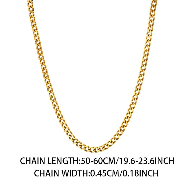 4.5mm Miami Cuban Link Chain Necklace for Men Gold Silver Black Stainless Steel Necklace Mens Chain Necklaces Accessories
