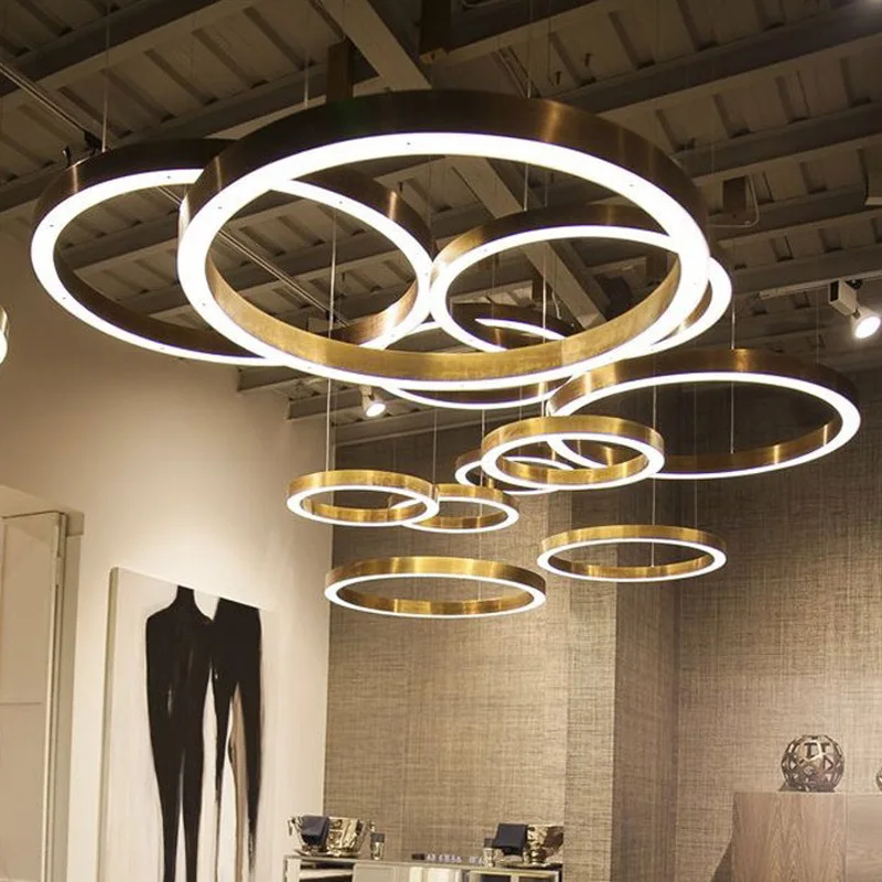 modern gold rings led chandelier lampada pingente redonda para sala de estar restaurante shop decor lampada suspensa minimalista lobby do hotel 01