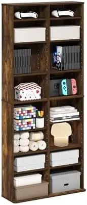 16-Shelf Wide CD Rack, 8 x 2 DVD Storage Cabinets with Adjustable Shelves, Easy Assembly DVD Shelf, Media Shelf for CD view 5