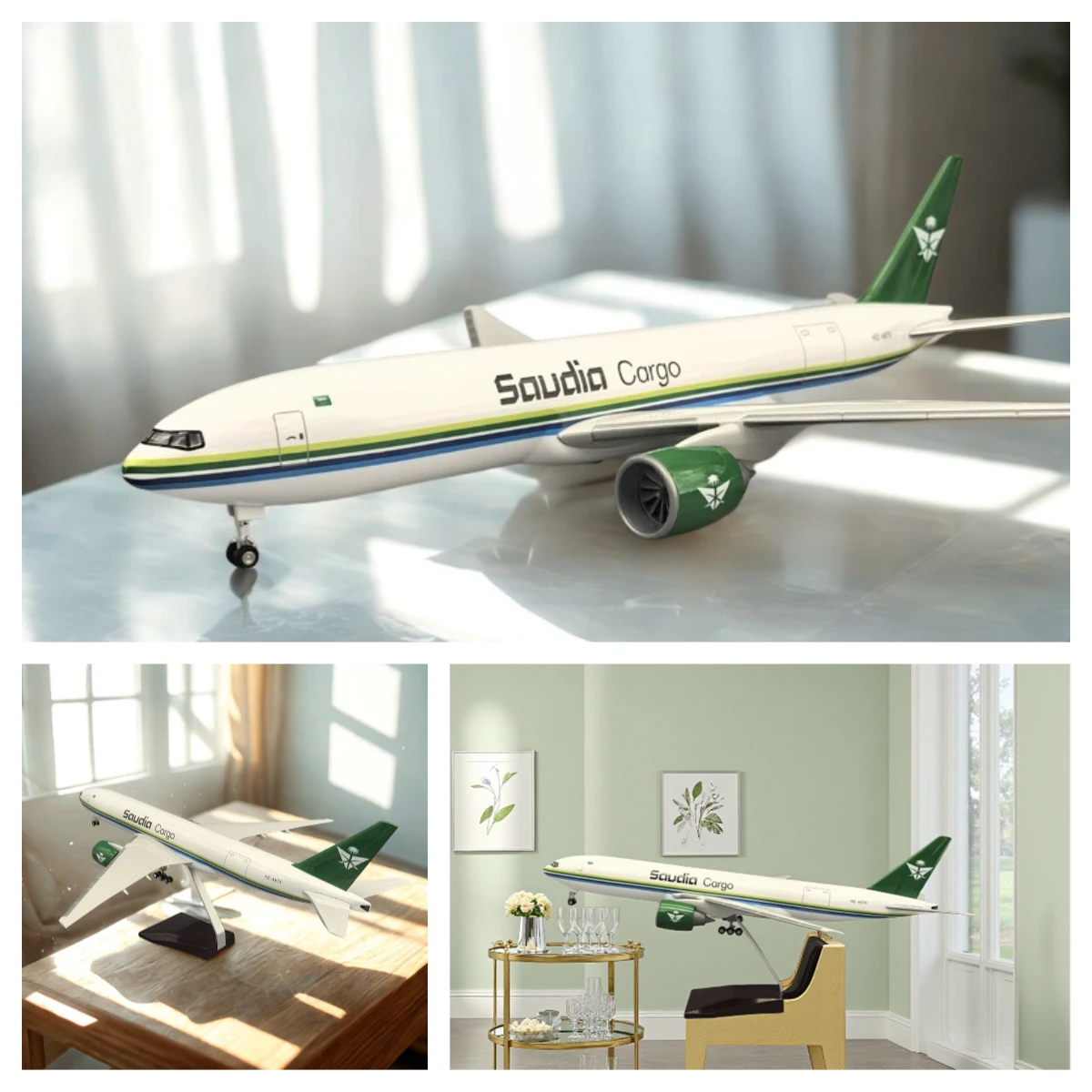 B777 Aircraft Model 47cm Airplane 777 Saudi Cargo Airways Airlines Model W Wheels Plane Collection Display Decoration Airplane