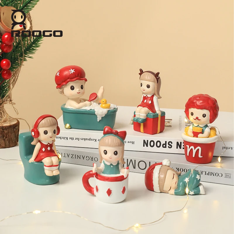 

Roogo Cartoon Figurine Christmas Home Car Resin Decoration Handicraft Small Ornament Children's Gift