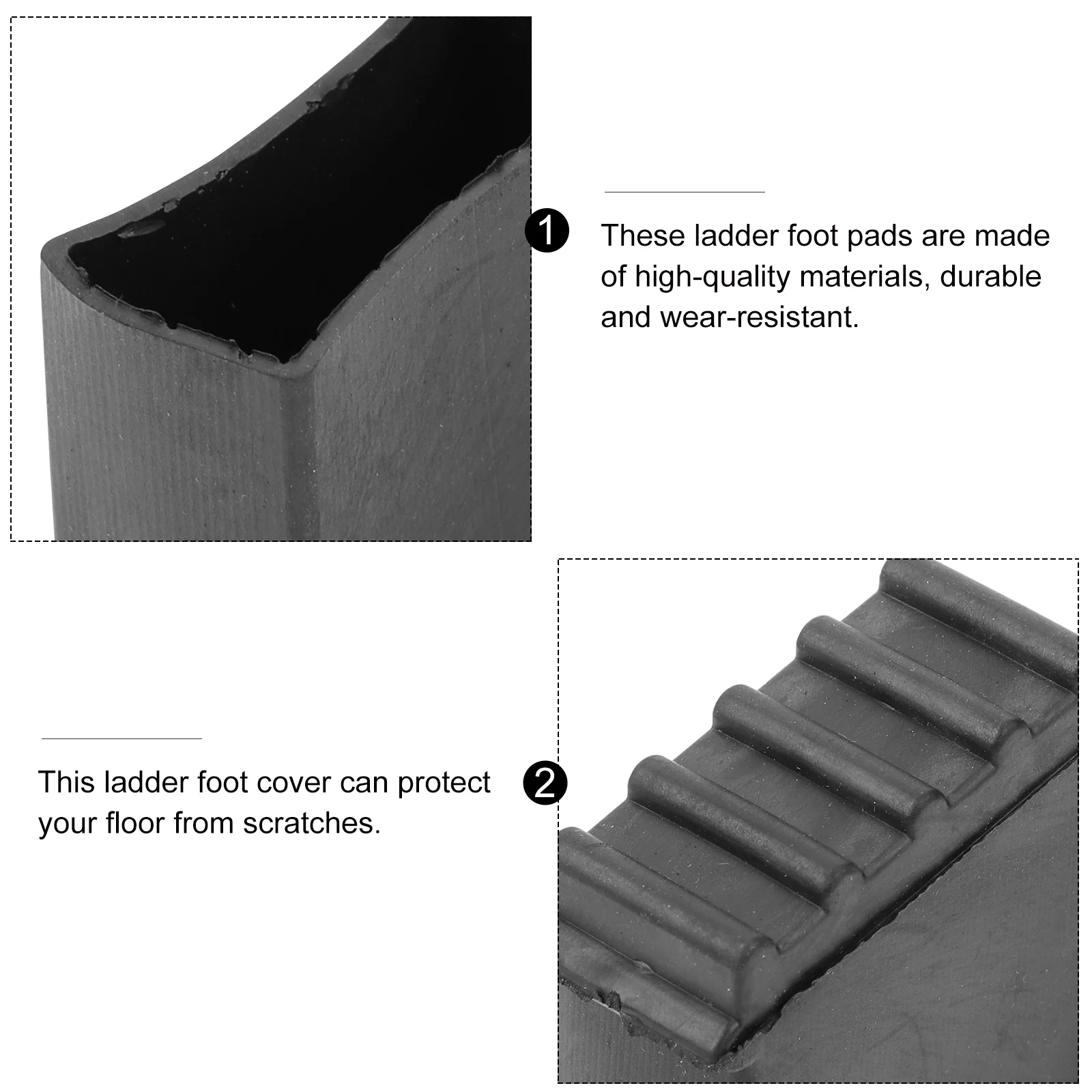 

4 Pcs Black Anti Skid Ladder Foot Pads 25x50 Durable Non Slip Floor Protectors Garage Indoor Rubber Mats Construction Tools