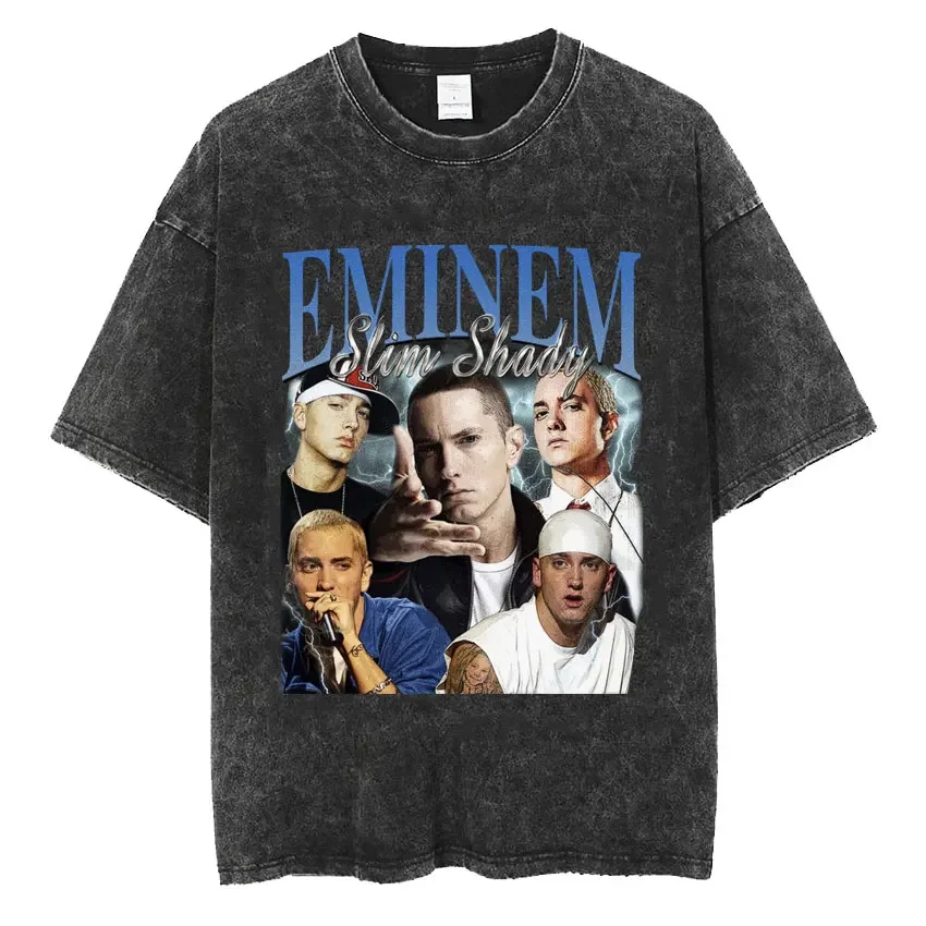 Rapper Eminem Slim Shady Print T Shirt Male 90s Hip Hop Punk Rock