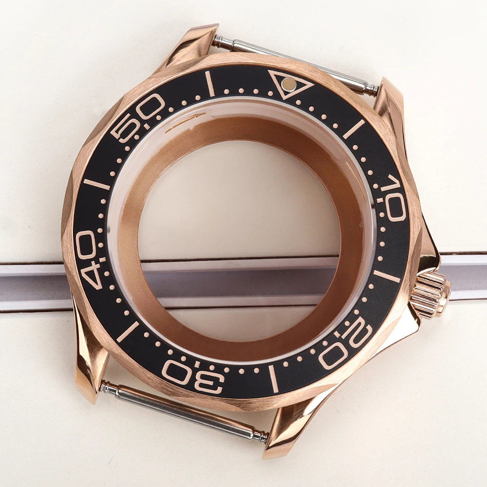 NH35 Gehäuse 41mm Roségold für Seamaster 300 316L Edelstahl Uhrengehäuse Passend für NH35 NH36 Uhrwerk 31mm Zifferblatt Uhrenbox 20mm Armband – Detail 9