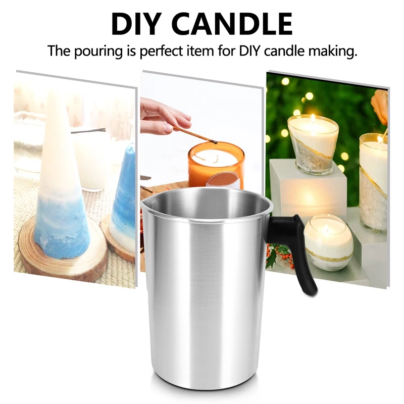 4 Pounds Candle Making Pouring Pot, Aluminum Construction Candle Making Pitcher Dripless Pouring Spout Wax Melting Pot