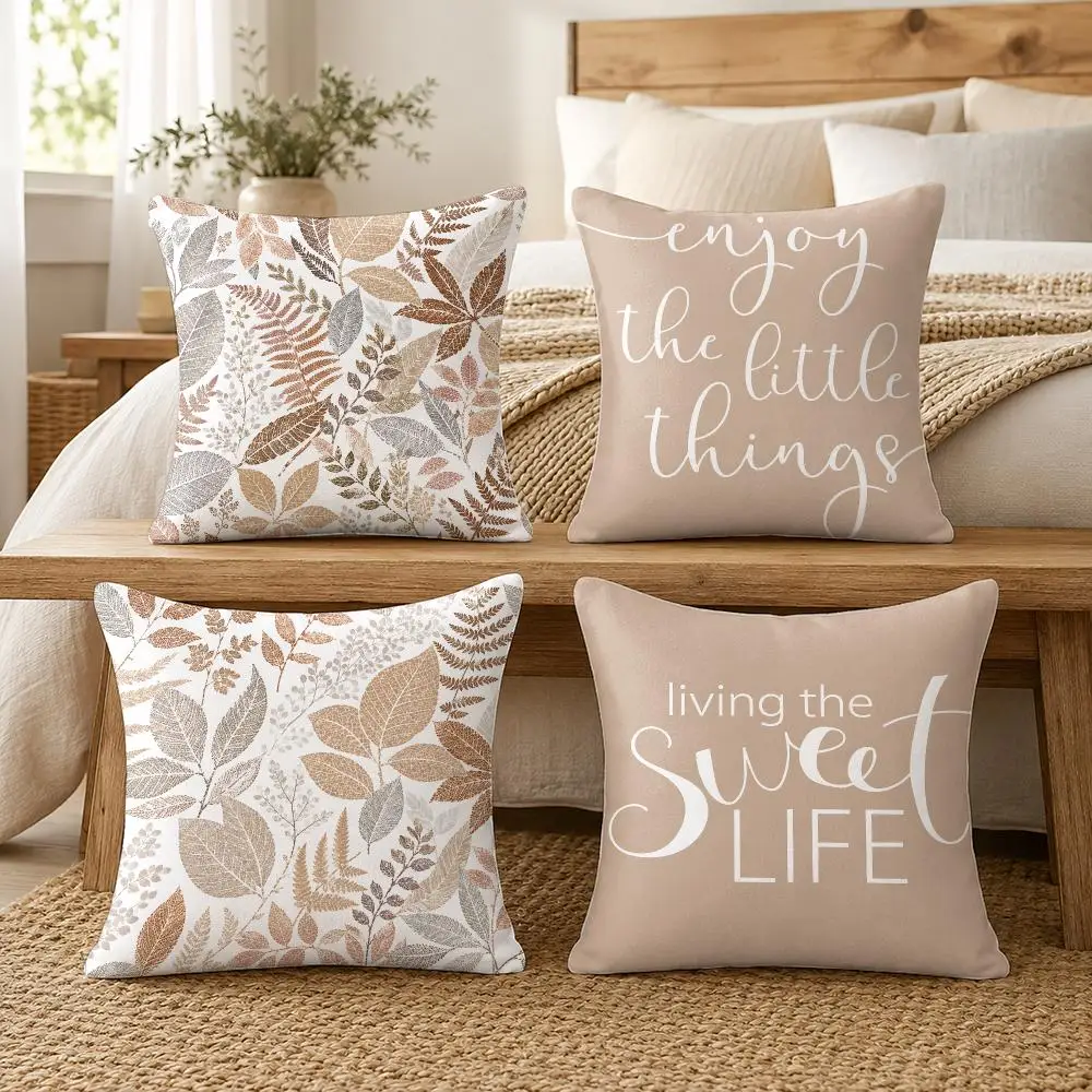 Wabi-sabi Bohemian Cushion Cover Silky Short Plush Invisible Zipper Dustproof Sofa Pillow Case For Home Decor