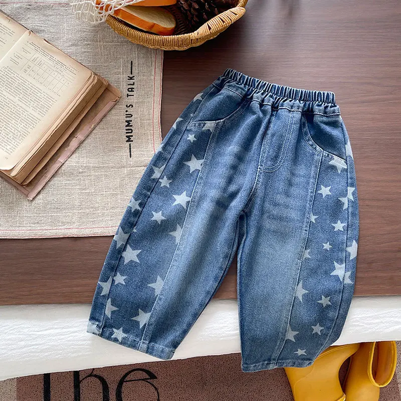 Boys denim Pants Spring Autumn Children's Fashion Jeans Long Trousers For Baby Casual Clothes Kids Loose Pants Costume Clothing