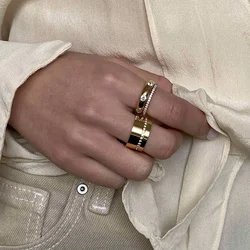 Cz stone wide band rings stainless steel rings for women minimalist simple dainty stainless steel jewelry non tarnish